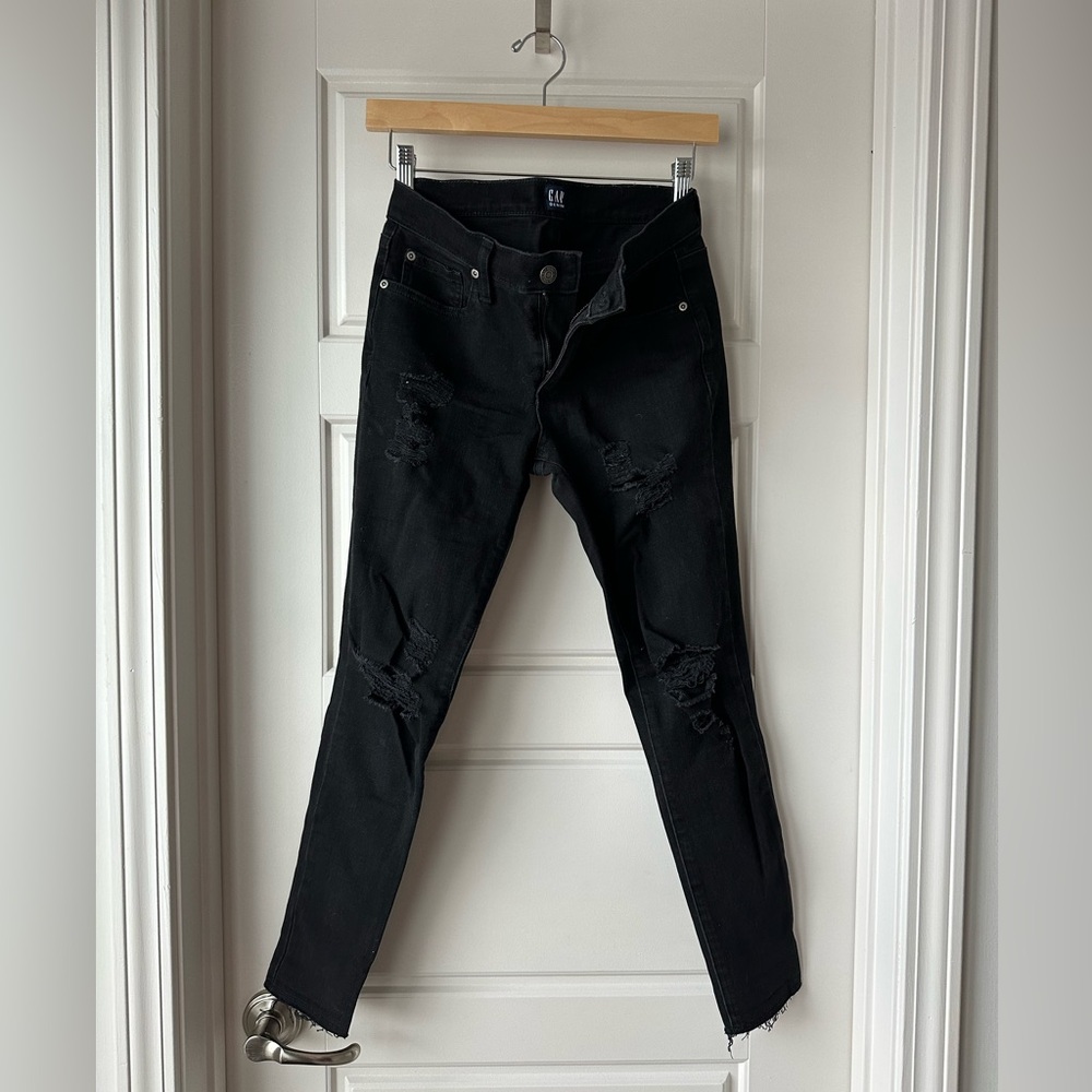 Gap Women's Black Distressed True Skinny Jeans